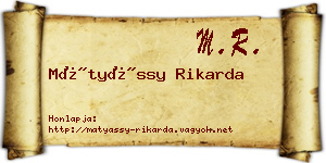 Mátyássy Rikarda névjegykártya